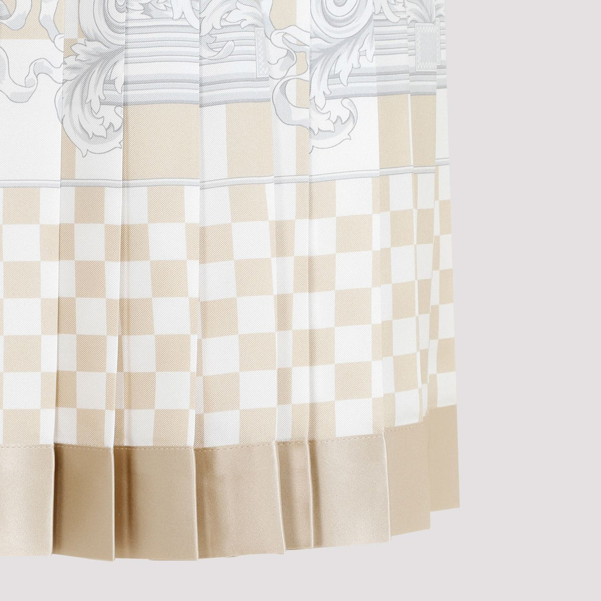 VERSACE Beige Damier Print Silk Skirt for Women - SS24 Collection