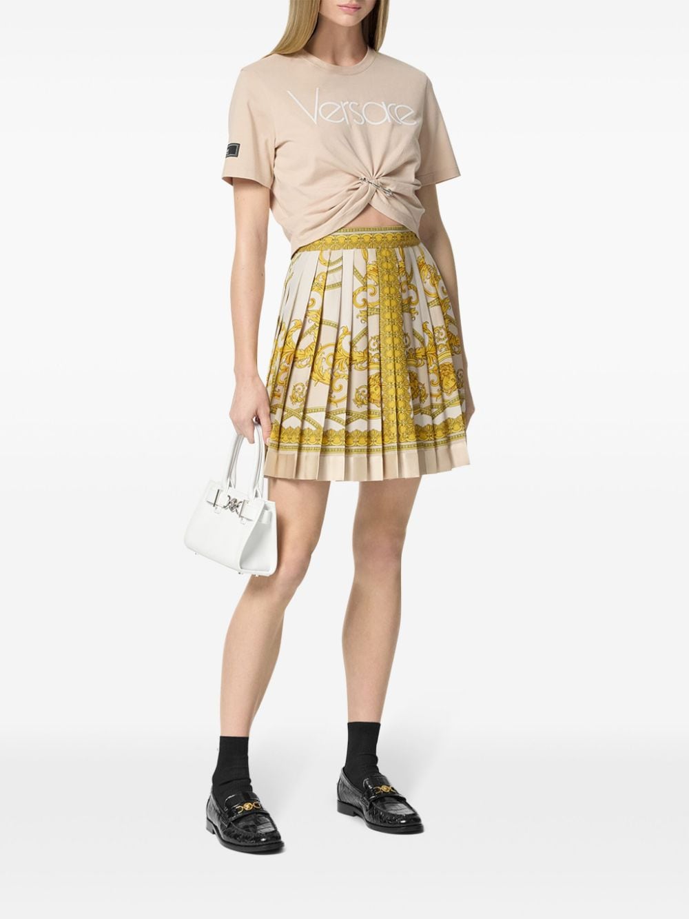 VERSACE Baroque Print Pleated Mini Skirt for Women