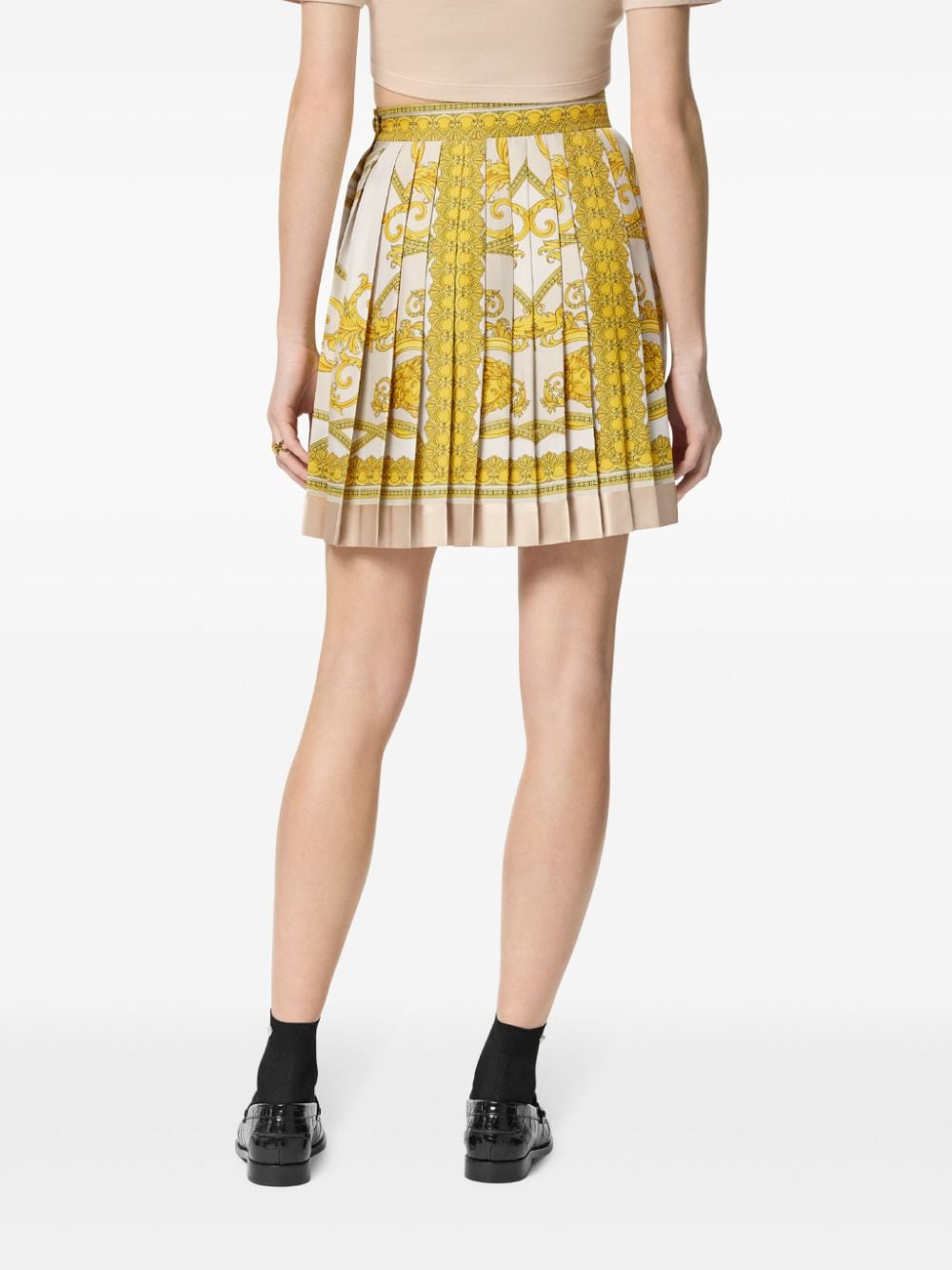 VERSACE Baroque Print Pleated Mini Skirt for Women