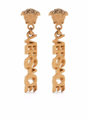 VERSACE Gilded Logo Drop Earrings