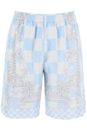 VERSACE Mini Baroque Print Silk Bermuda Shorts Set