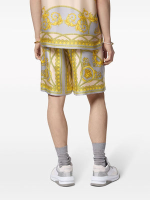 VERSACE Baroque Print Silk Knee-Length Shorts