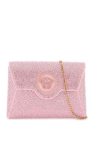 VERSACE Sparkling Silver Satin Envelope Clutch with Iconic Medusa - SS24