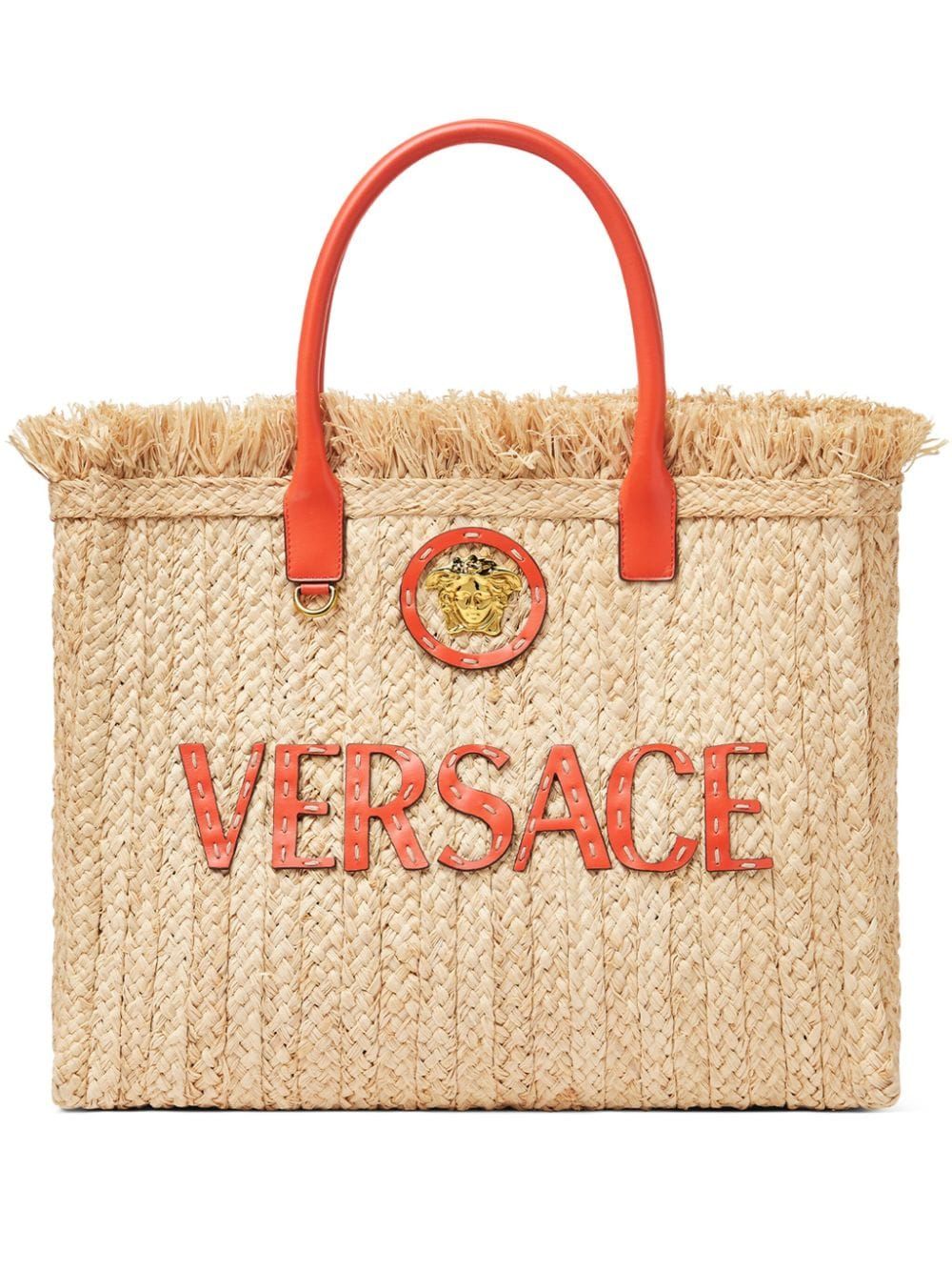 VERSACE Chic Natural Straw Tote Bag