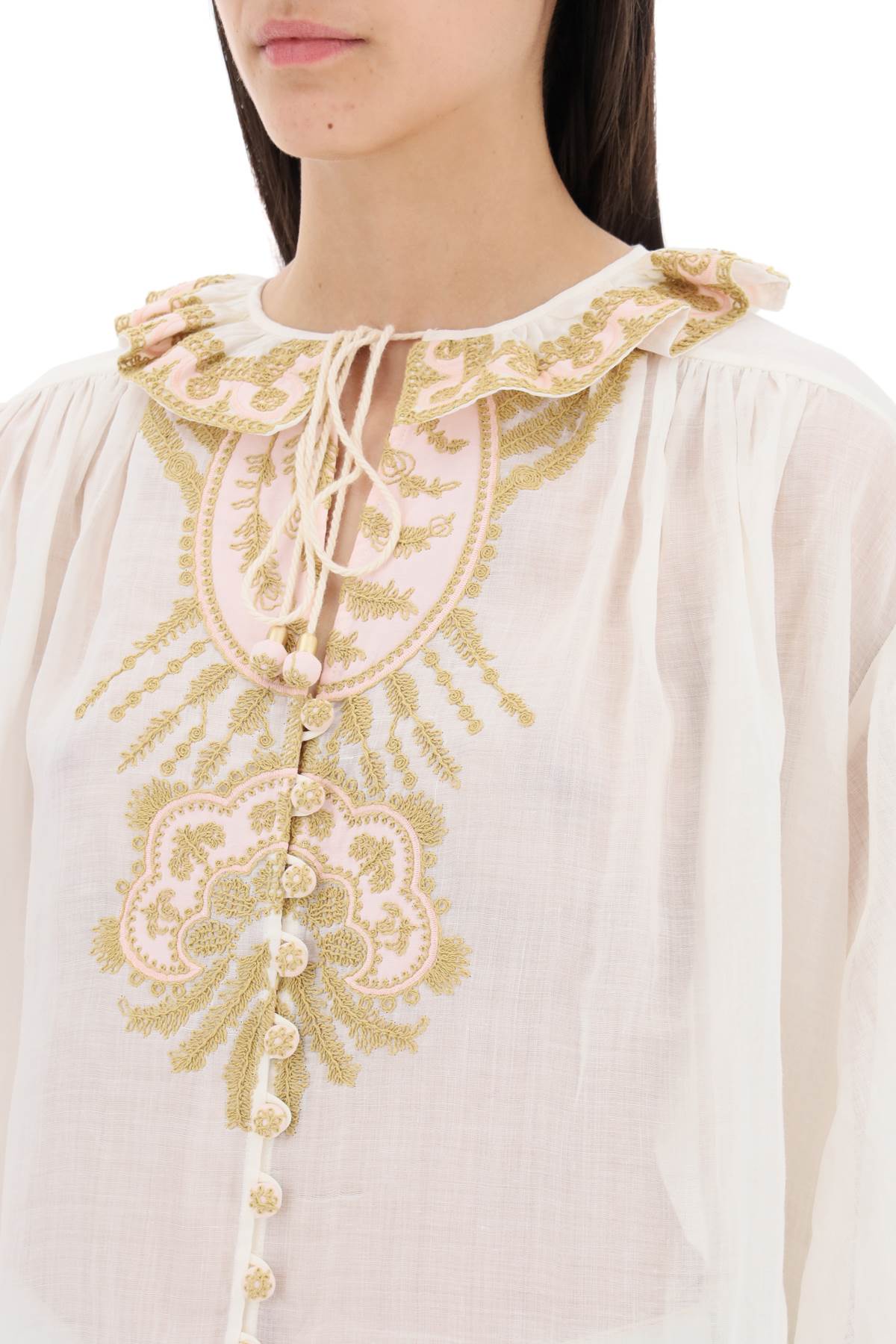 ZIMMERMANN Embroidered Ramie Blouse for Women