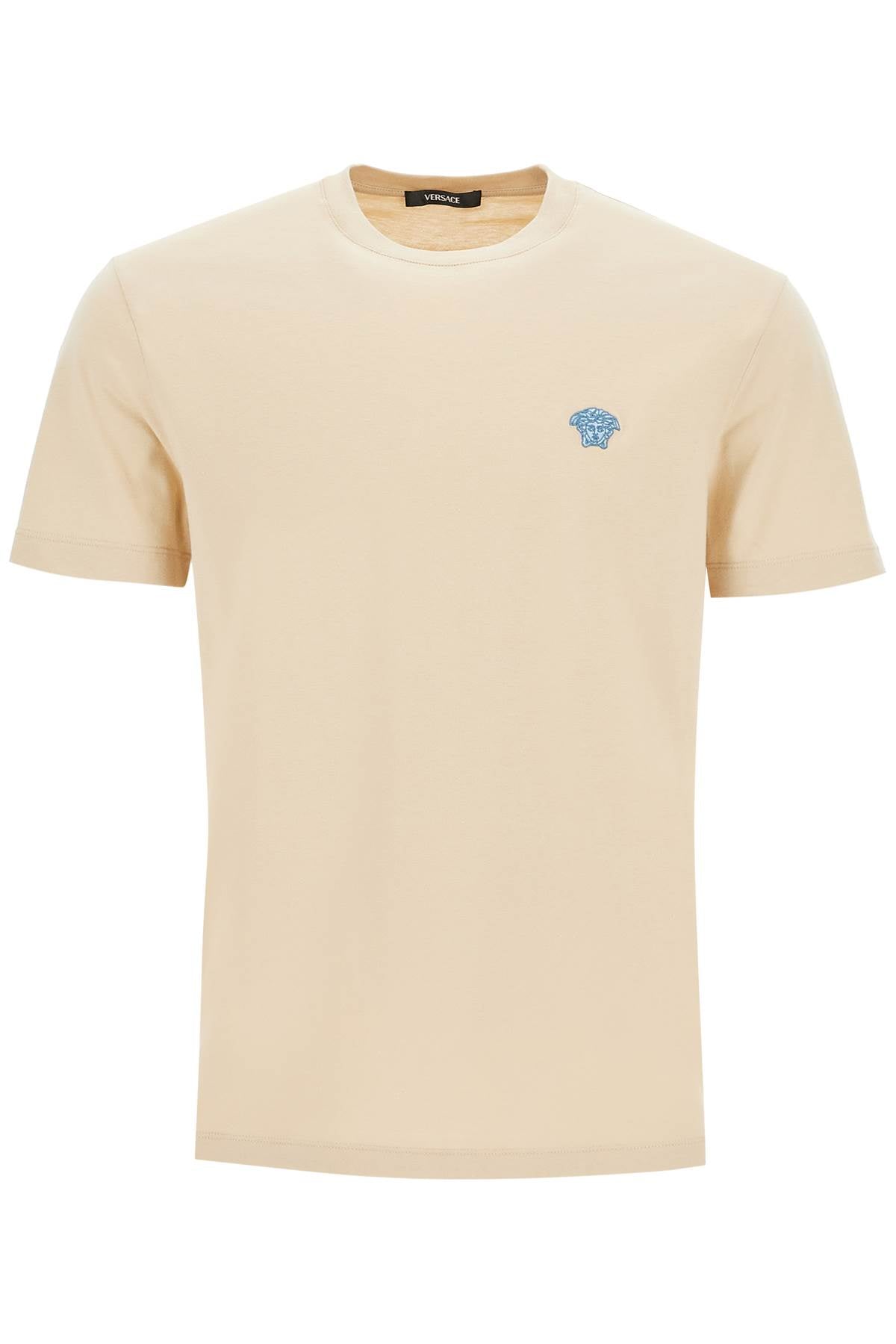 VERSACE Medusa Icon Embroidered Beige Tee - Size L