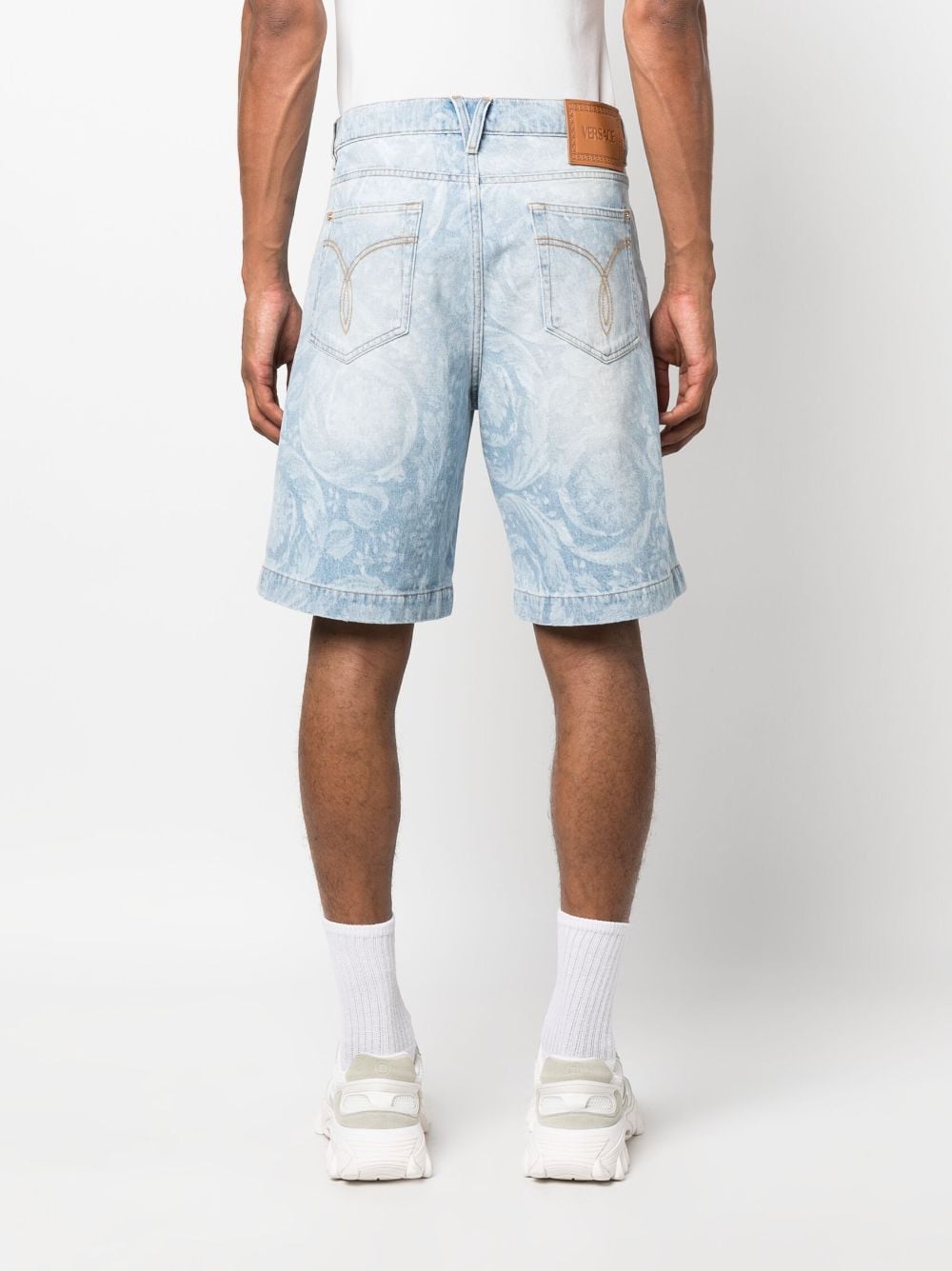 Stylish Denim Shorts with All-Over Versace Motif for Men - FW23