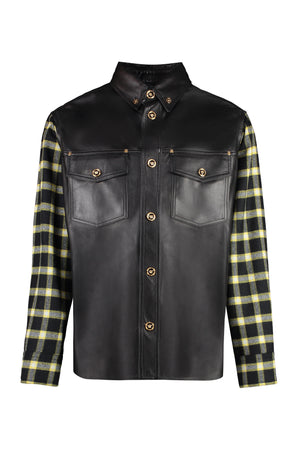 VERSACE Men's Black Leather Shirt for FW23