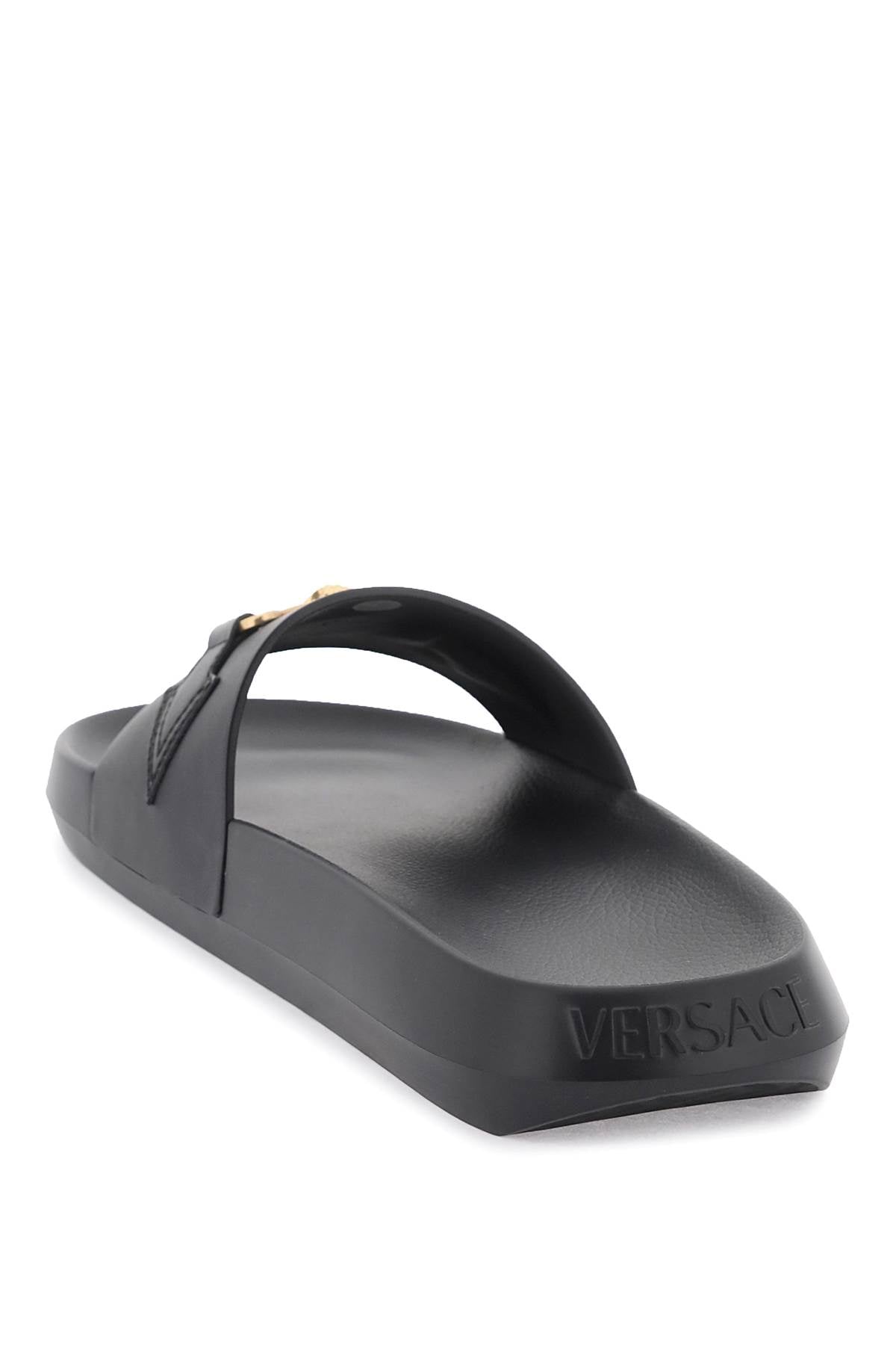 VERSACE Black Biggie Medusa Slide Sandals for Men - SS24 Collection