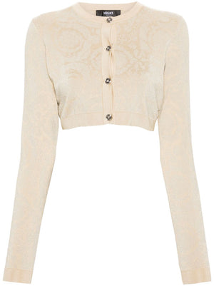 VERSACE Mini Baroque Texture Cropped Cardigan