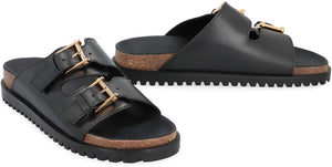 VERSACE Stylish Leather Sandals for Men - Black