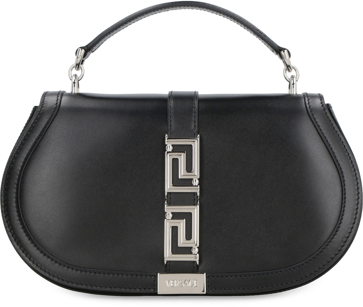 VERSACE Greek Goddess Leather Crossbody Bag in Black