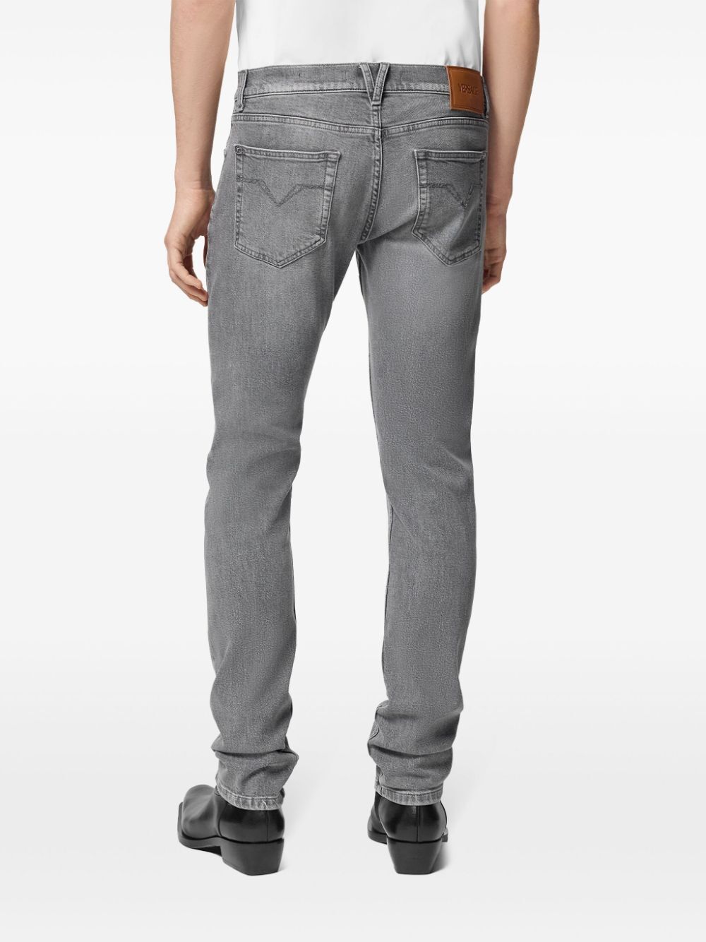 VERSACE Stone Wash Gray Denim Pants for Men