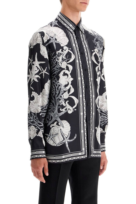 VERSACE Baroque Ocean Silk Long Sleeve Shirt