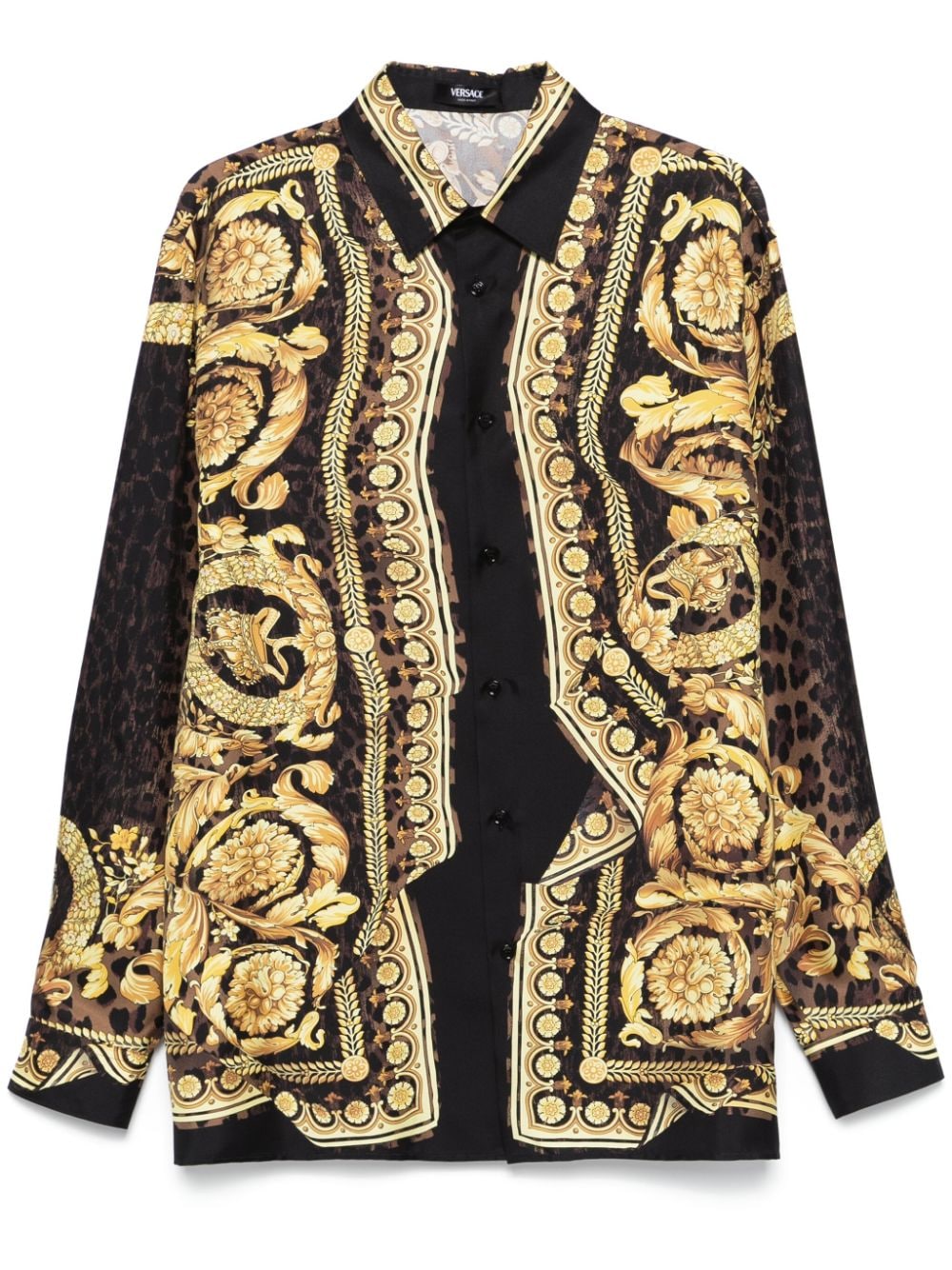 VERSACE Leopard Print Silk Shirt