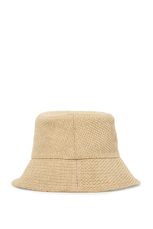 VERSACE Chic Raffia Bucket Hat with Leather Accent, Size 58