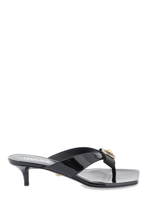 VERSACE Satin Ribbon Thong Sandals - Black