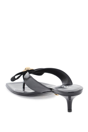 VERSACE Satin Ribbon Thong Sandals - Black