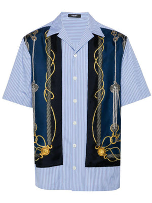 VERSACE Striped Informal Silk and Cotton Shirt for Men