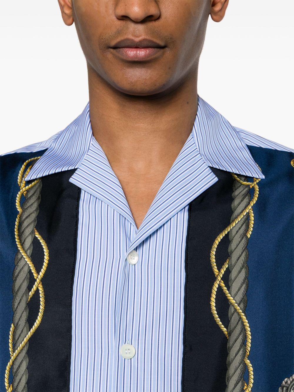 VERSACE Striped Informal Silk and Cotton Shirt for Men