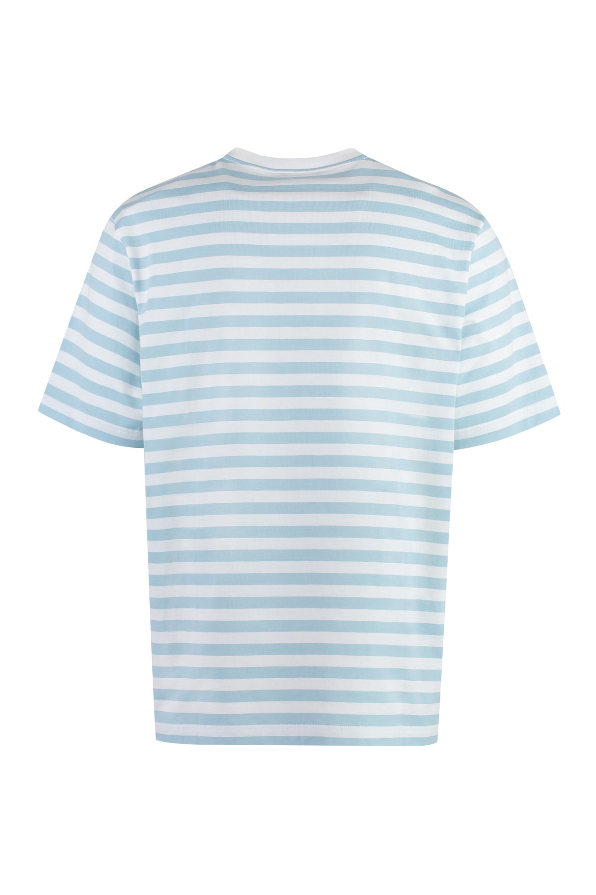 VERSACE Striped Cotton T-Shirt for Men in Light Blue