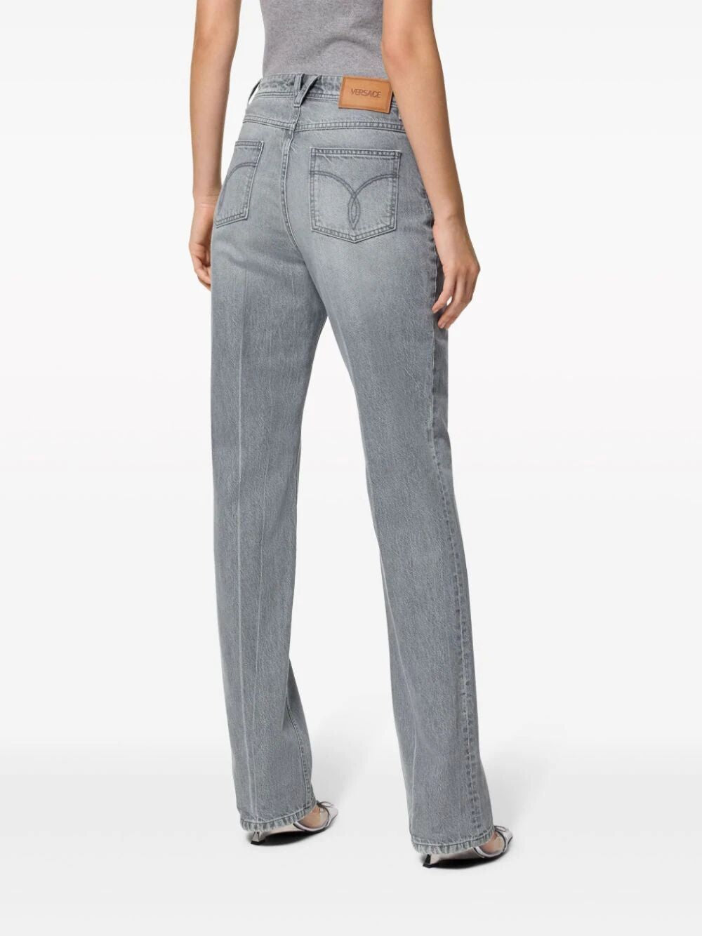 VERSACE Gray Girlfriend Jeans with Medusa Motif for Women