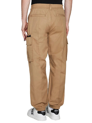 VERSACE Men's Loose Fit Cargo Pants with Gold Detailing - Size 48