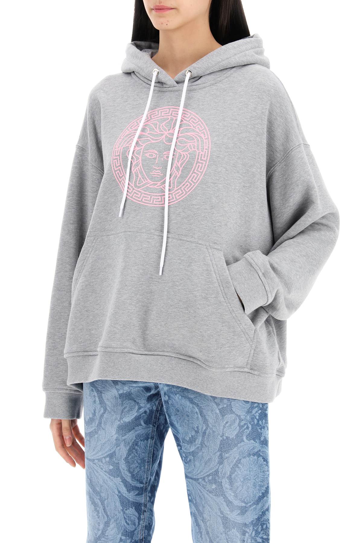 VERSACE Versatile Gray Hooded Sweatshirt for Women - SS24 Collection