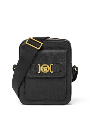 VERSACE Medusa Biggie Textured Leather Shoulder Bag