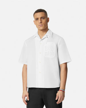 VERSACE Men's Festive Coastal Print Cotton Shirt