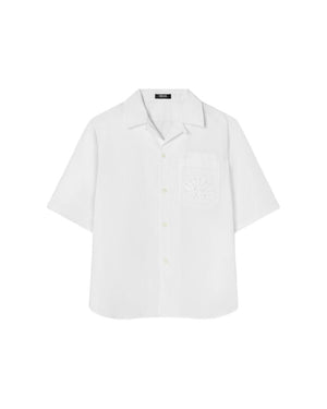 VERSACE Men's Festive Coastal Print Cotton Shirt