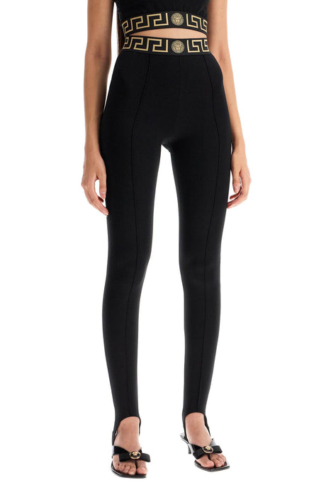 VERSACE High-Waist Stirrup Leggings with Iconic Motif