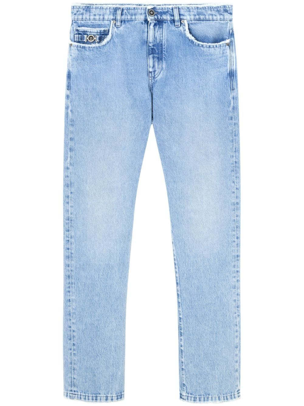 VERSACE Raw Cut Light Blue Denim Pants