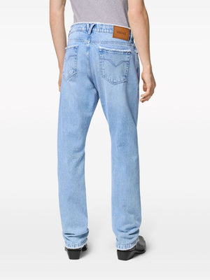 VERSACE Raw Cut Light Blue Denim Pants