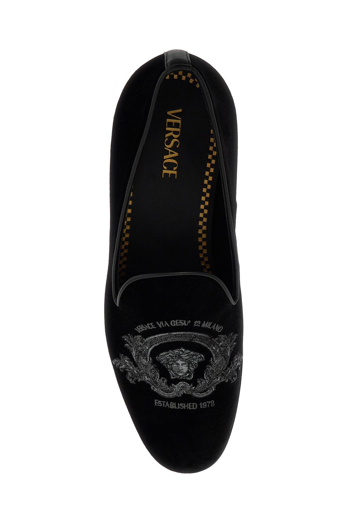 VERSACE Velvet Medusa Emblem Loafers