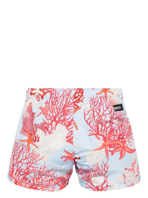 VERSACE Coral All Over Print Swim Shorts for Men