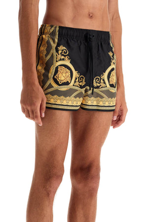 VERSACE Men's Luxe Swim Trunks with Iconic Print