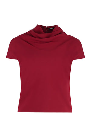 VERSACE Draped Neckline Pleated Blouse - Women’s Fashion Top