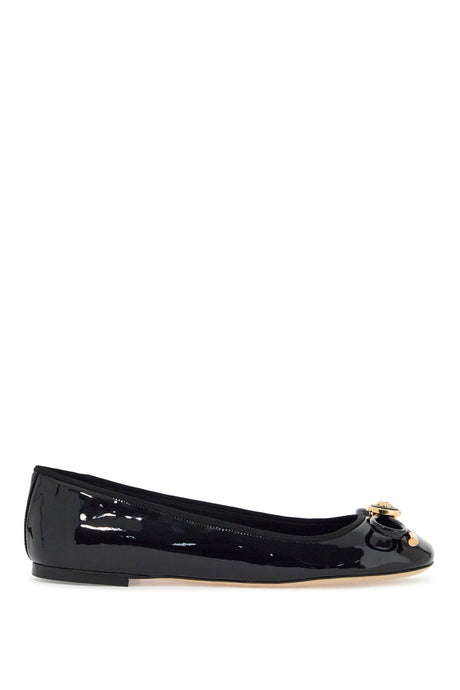 VERSACE Opera Bow Patent Leather Ballet Flats