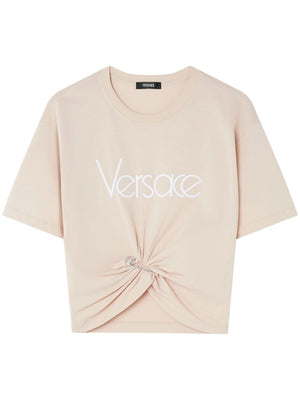 VERSACE Chic Safety Pin Cropped T-Shirt