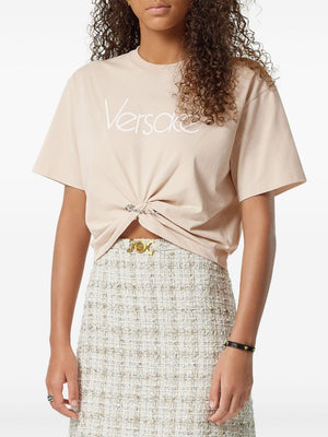 VERSACE Chic Safety Pin Cropped T-Shirt