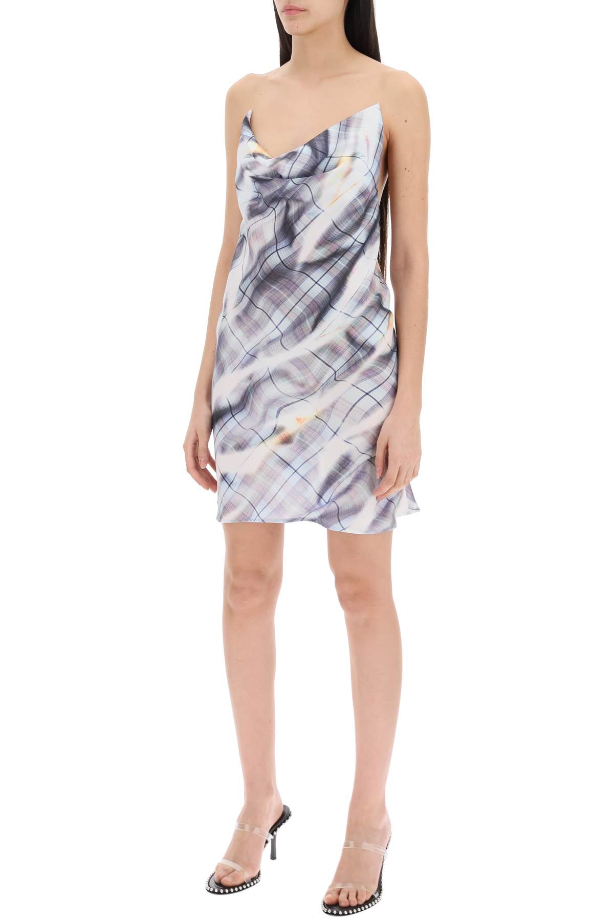 Y/PROJECT Semi-Transparent Satin Slip Dress with Abstract Print for Women - SS24