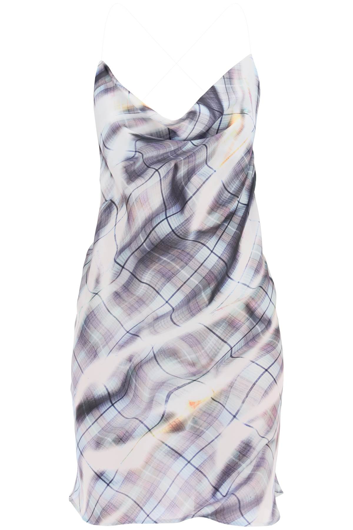 Y/PROJECT Semi-Transparent Satin Slip Dress with Abstract Print for Women - SS24