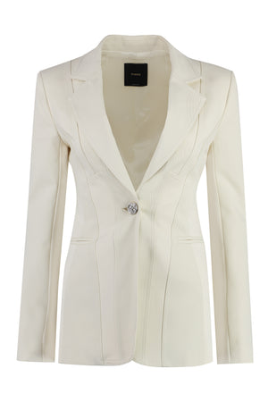 PINKO Ecru Single-Breasted Jacket with Padded Shoulders and Lapel Collar