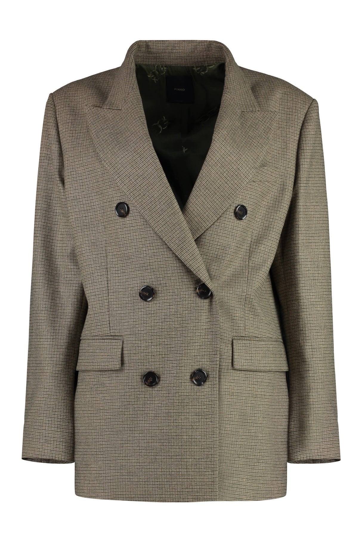 PINKO Classic Beige Double-Breasted Wool Blazer