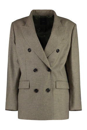 PINKO Classic Beige Double-Breasted Wool Blazer