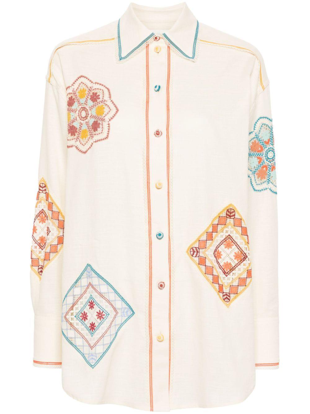 ZIMMERMANN Elegant Cotton Lace Doily Shirt