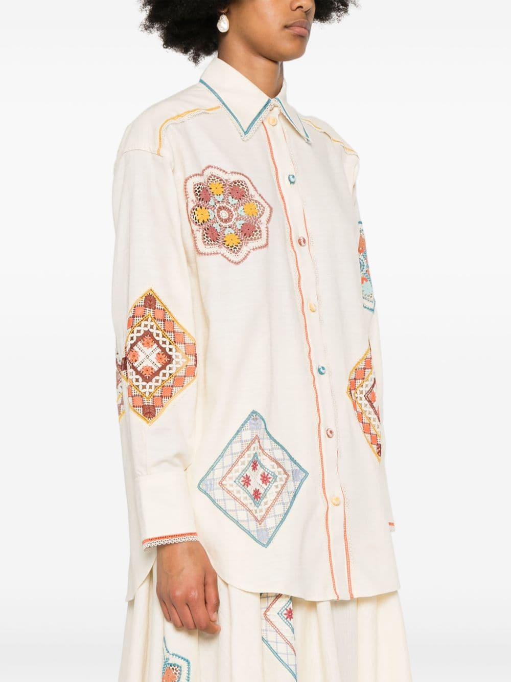 ZIMMERMANN Elegant Cotton Lace Doily Shirt