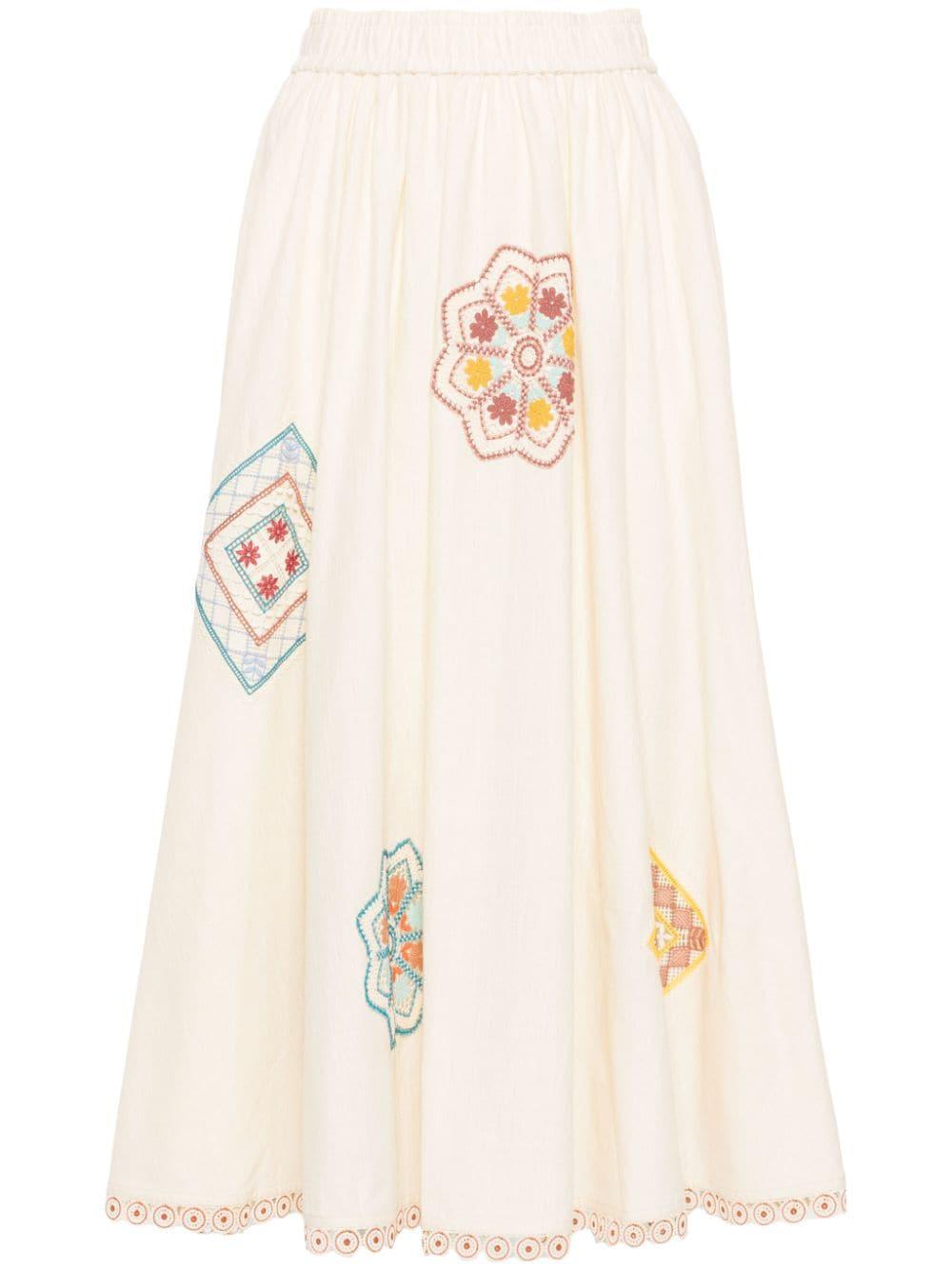 ZIMMERMANN Cotton Doily Midi Skirt for Fall/Winter 2024