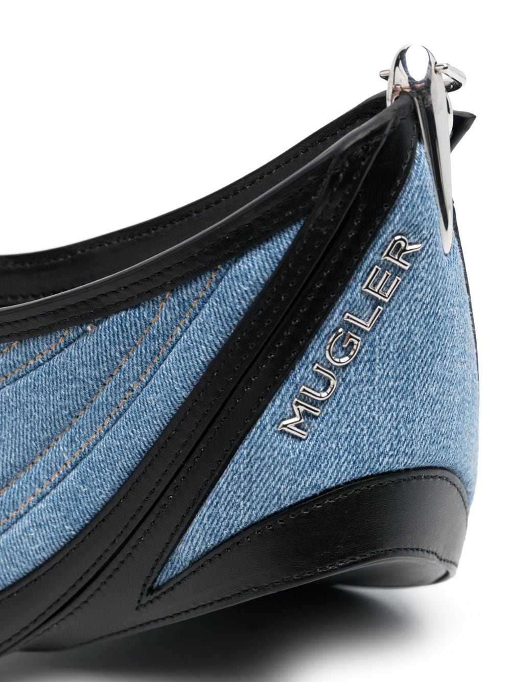 MUGLER Spiral Curve Denim Shoulder Handbag for Women